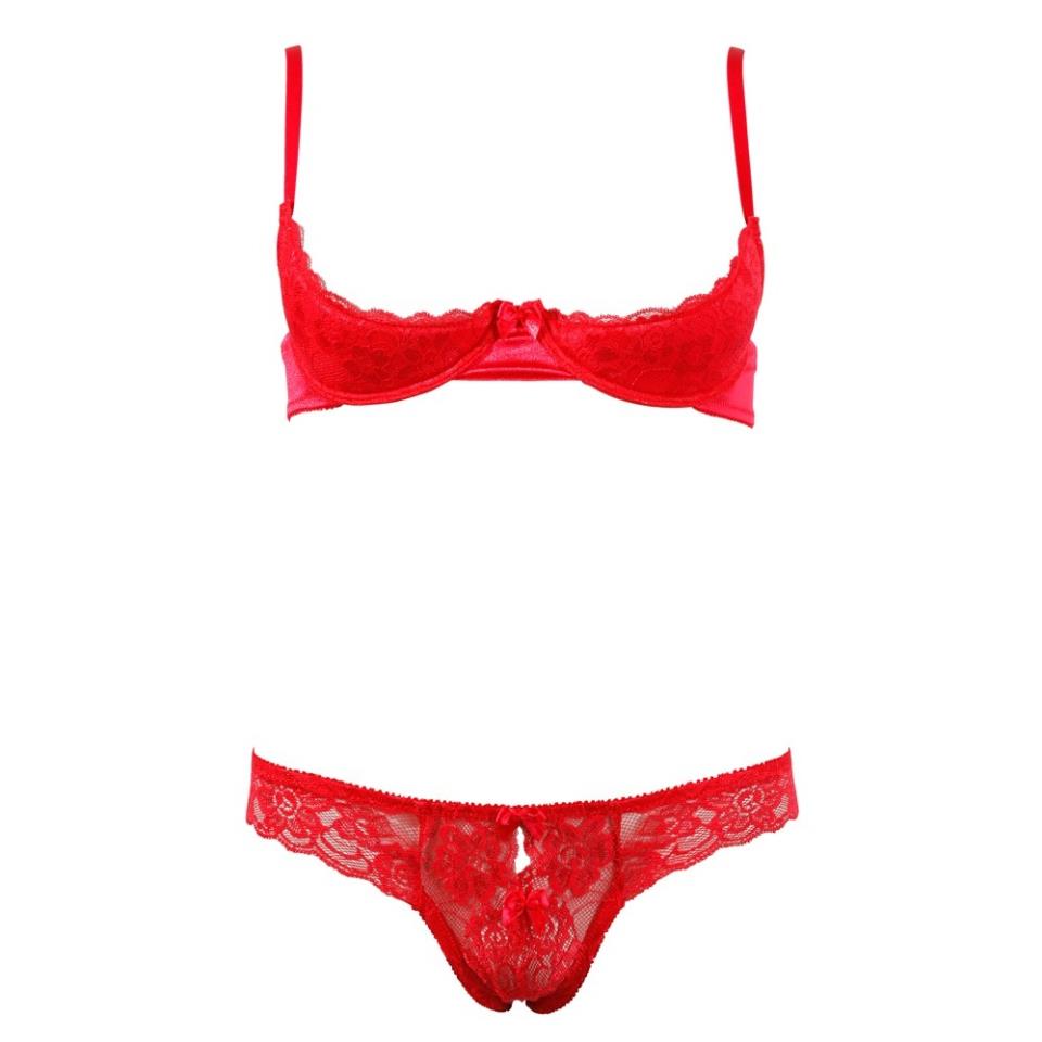 Cottelli Collection Red Lace Open Bra Set