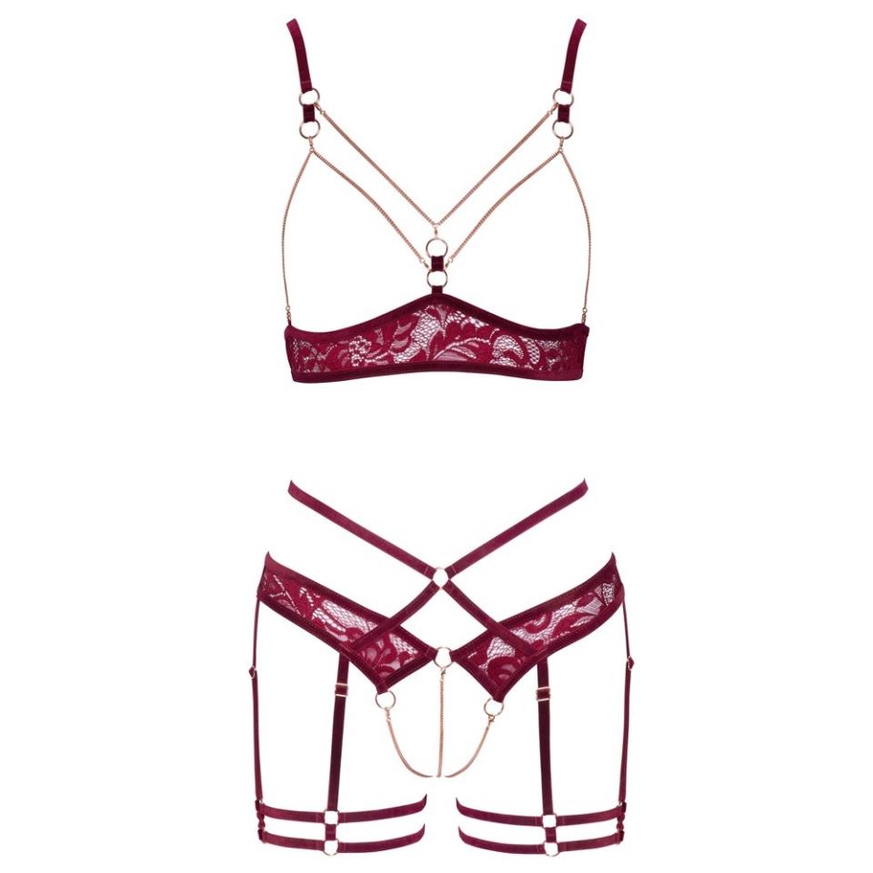 Abierta Fina Open Red Lace Set