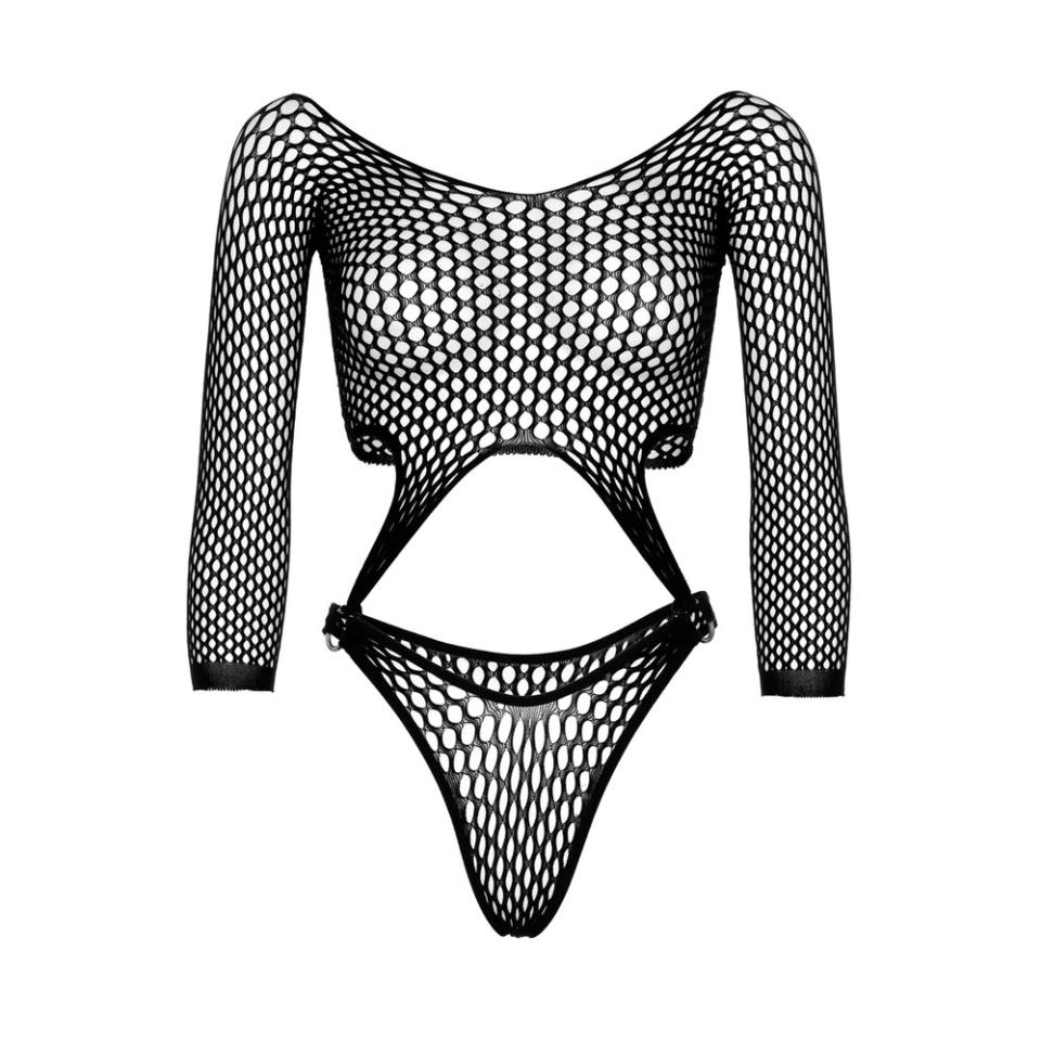 Leg Avenue Top Bodysuit with Thong Black UK 6 to 12