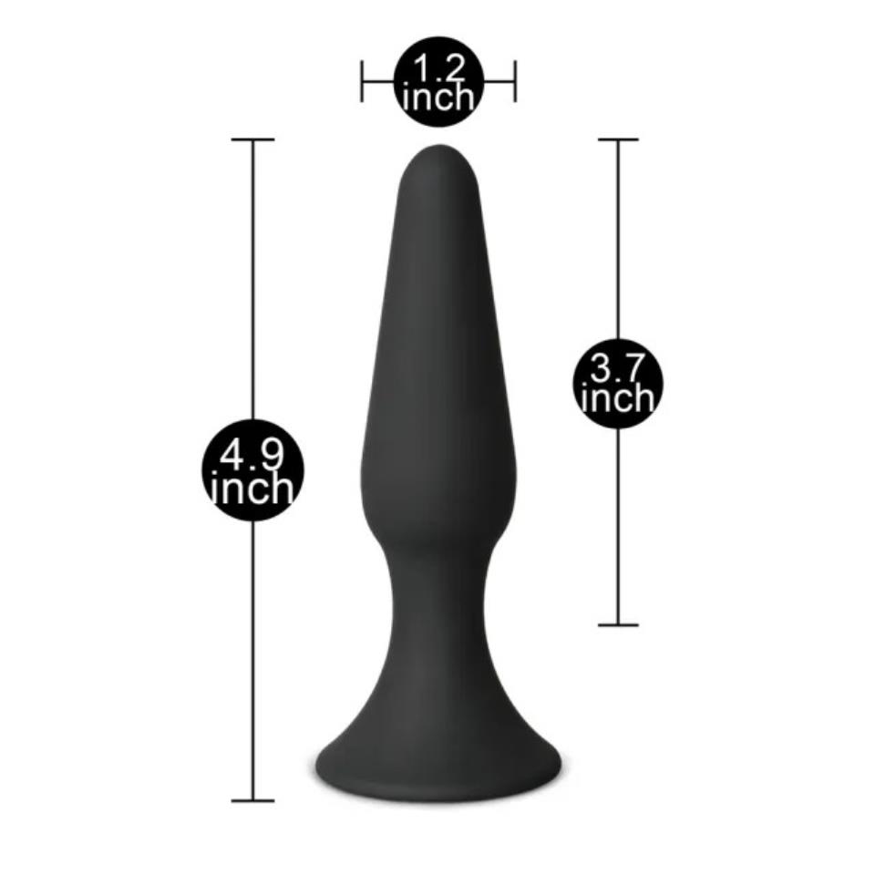 Medium Classic Black Silicone Butt Plug
