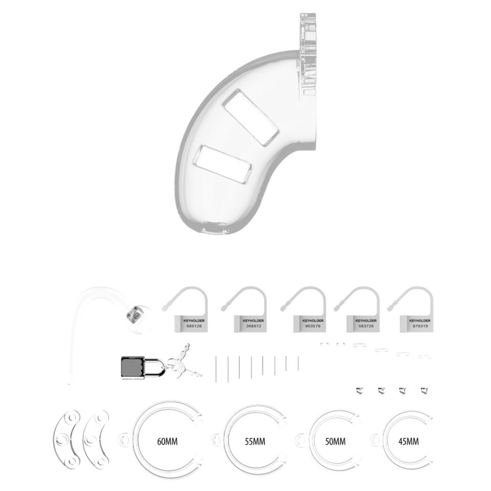 Man Cage 10 Male 3.5 Inch Clear Chastity Cage With Anal Plug